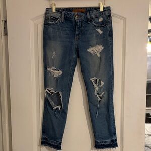 Joe's Jeans Distressed Cropped Blue Denim